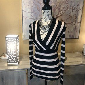 INC Pink and Black Long Sleeve Sparkle Cross Top-S